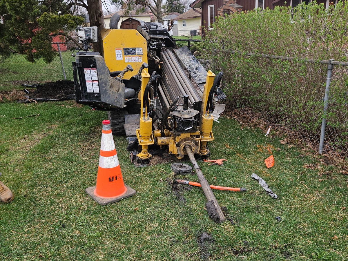 HDD machine in backyard jobsite